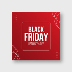 Black Friday sale banner discount offer post template design vector illustration poster for social media ad with gradient red background