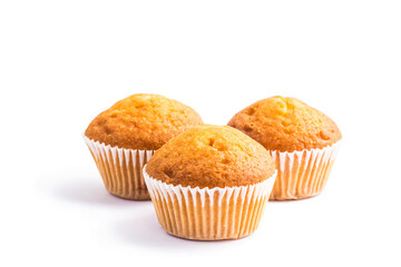 Muffins on white background 
