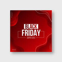 Black Friday sale banner discount offer post template design vector illustration poster for social media ad with gradient red background