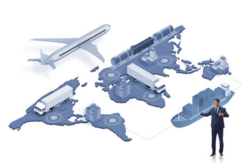 Global logistics concept with businessman