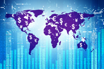 Global money transfer and exchange concept