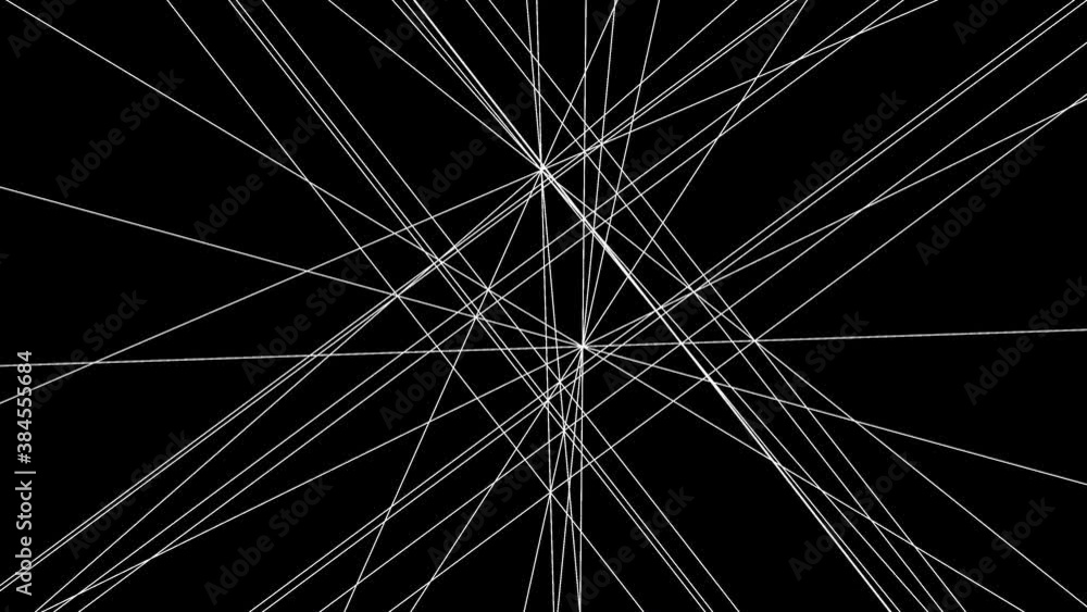 Poster fine lines moving randomly around 3d space mask