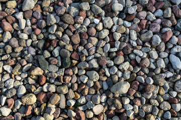 Texture background of round stones, Park landscape