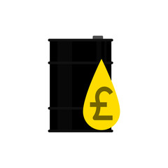 Oil barrel and pound sign on white background - 384556286