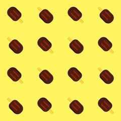 Chocolate ice cream on yellow background