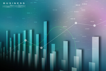 2d rendering Stock market online business concept. business Graph 
