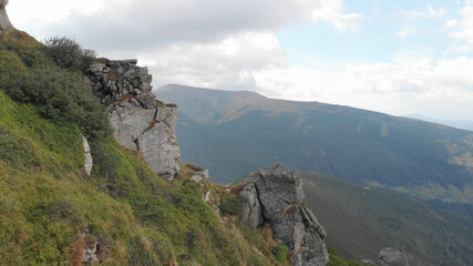 Fototapeta na wymiar Wild mountain nature. Sharp rocky cliffs.