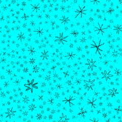 Hand Drawn black Snowflakes Christmas Seamless Pat