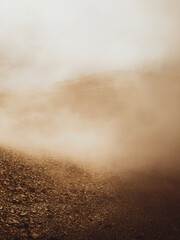 breakage. stone road to nowhere in the mountains. fog.