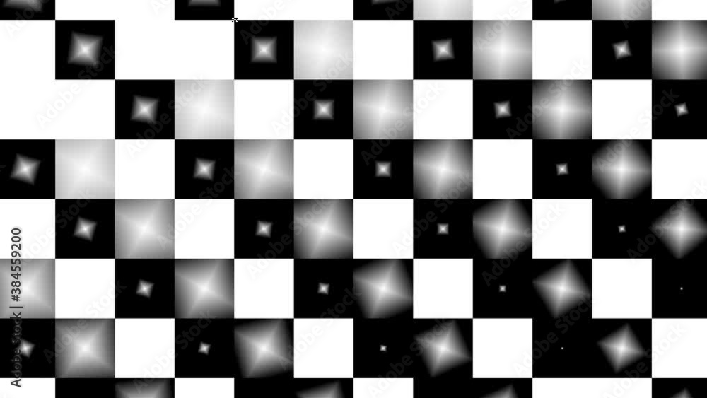 Aufkleber grid of offset squares rotating into place