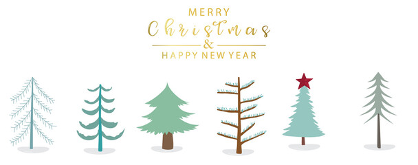 Cute christmas tree object with white background and gold wording