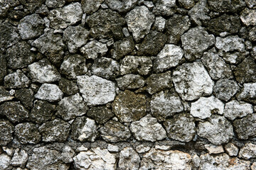 Stone wall texture background - grey stone siding with different sized stones