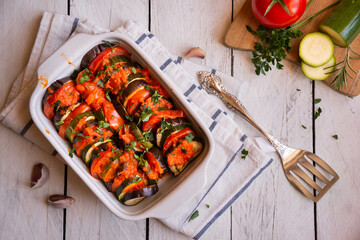 Cooked vegetable ratatouille, traditional french vegetable dish