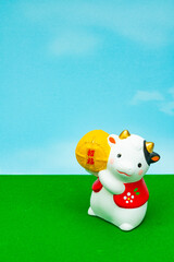 2021年干支の牛（丑、うし）年賀状素材