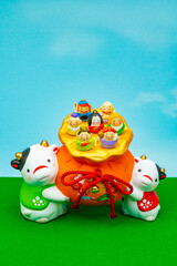 2021年干支の牛（丑、うし）年賀状素材