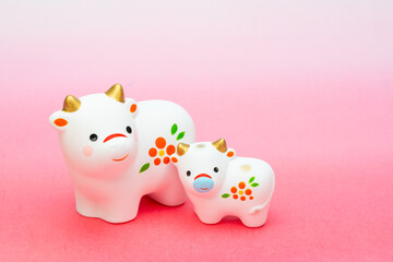 2021年干支の牛（丑、うし）年賀状素材