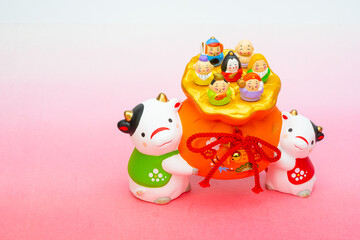 2021年干支の牛（丑、うし）年賀状素材