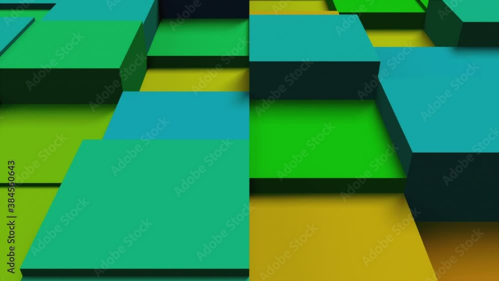 Aufkleber computer generated background abstract colorful cubes, top view. 3d rendering undulating stepped are