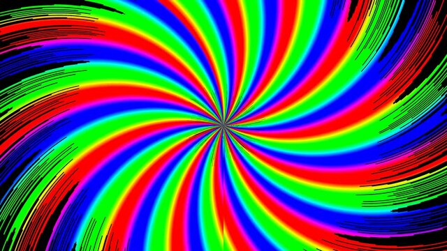 Expanding Transition Rainbow Wipe of Different Colored Bars Fading the Screen