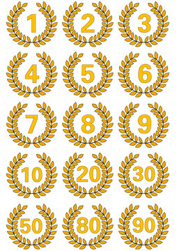Vector number laurel wreath set - Vector illustration-Vektor Nummer Lorbeerkranz Set