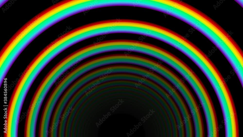 Poster rainbows endless tunnel moving towards viewer