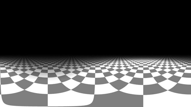 Floor Checkerboard Checks Projected Through Repeating Lens