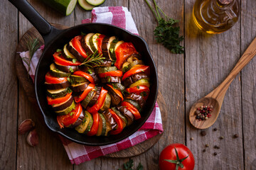 Cooked vegetable ratatouille, traditional french vegetable dish