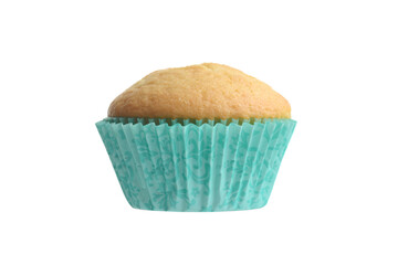 isolated cupcake in blue paper cup