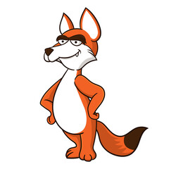 Funny Fox Cartoon Characters standing and smiles best for sticker or decoration for children