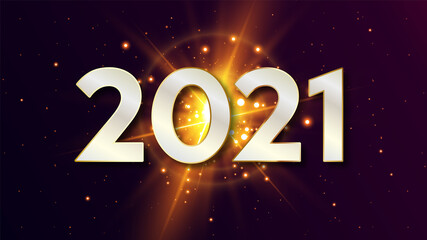 Happy New Year 2021. Text on bright background.