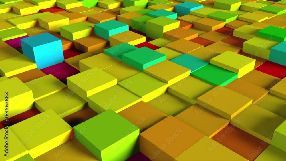 Aufkleber computer generated background abstract colorful cubes, top view. 3d rendering undulating stepped are