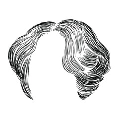 Women's wavy hairstyle. Vector element for design. Hand drawn illustration.