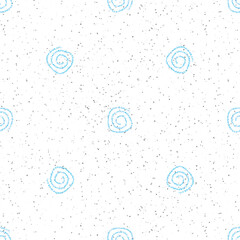 Hand Drawn blue Snowflakes Christmas Seamless Patt