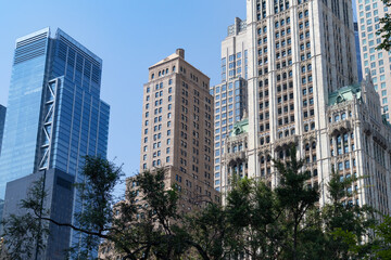 Obraz premium Beautiful Old and New Skyscrapers in Lower Manhattan of New York City