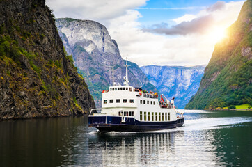 Panoramic  view of Sognefjord, one of the most beautiful fjords in Norway