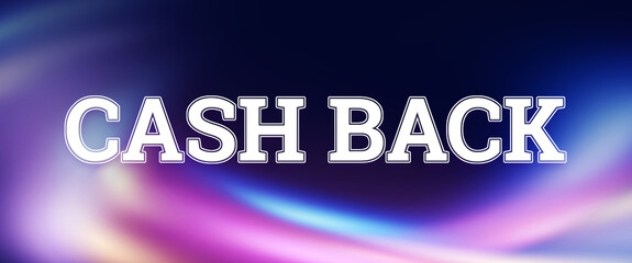 Cashback inscription on a dark background. Online money transfer concept, digital payment, mobile transaction. 3D illustration, 3D render.
