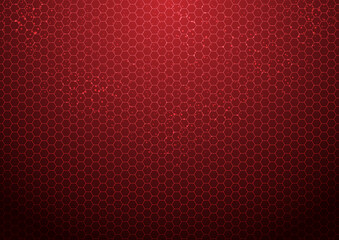 Abstract red hexagon pattern background with particles technology futuristic
