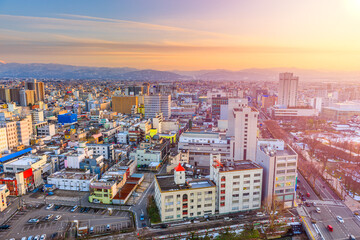 Fototapeta na wymiar Toyama City, Japan downtown skyline.