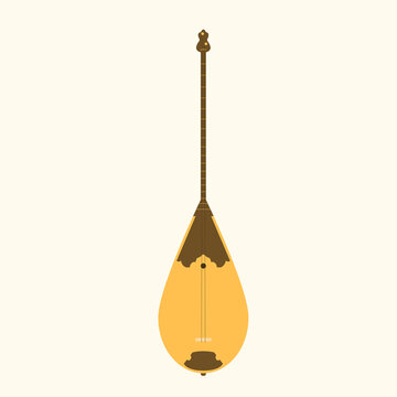 Musical string instrument dombra. Vector flat illustration.
