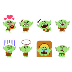 Obraz premium Adorable And Spooky Little Goblin Monster Character Doodle Premium Vector