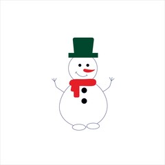 Snowman, icon of a snowman in a top hat, vector object isolated on a white background, winter character.