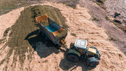 Tractor semi-trailer in the field
