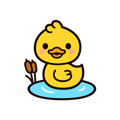 Cute cartoon little duck