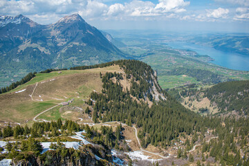 Beautiful swiss alps mountains. Alpine meadows.  