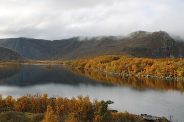 The beautiful autumn on Vesteralen and Lofoten islands 