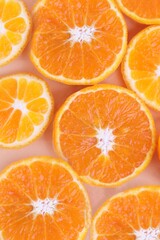 Top view of Fresh Orange slice Background.