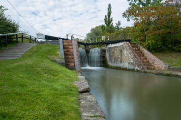 Fototapeta na wymiar Lock gates at Stoke Brurne in Northamptonshire, UK. 