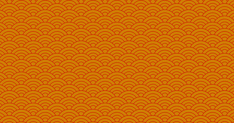 Chinese new year. Vector gold abstract design. Japanese traditional background with waves