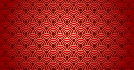 Chinese new year. Vector red abstract design. Japanese traditional background with waves