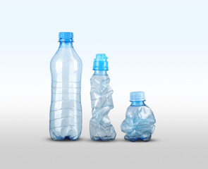 three empty plastic bottles